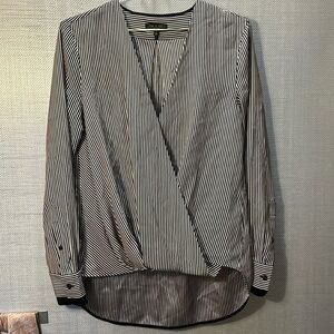 Rag and Bone Striped Silk Wrap High Low Pull Over Blouse Size Small